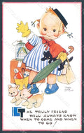 Artist Signed Attwell M. L. Girl Dog Cat Bird Valentine 5503 postcard HR2521 – fronte