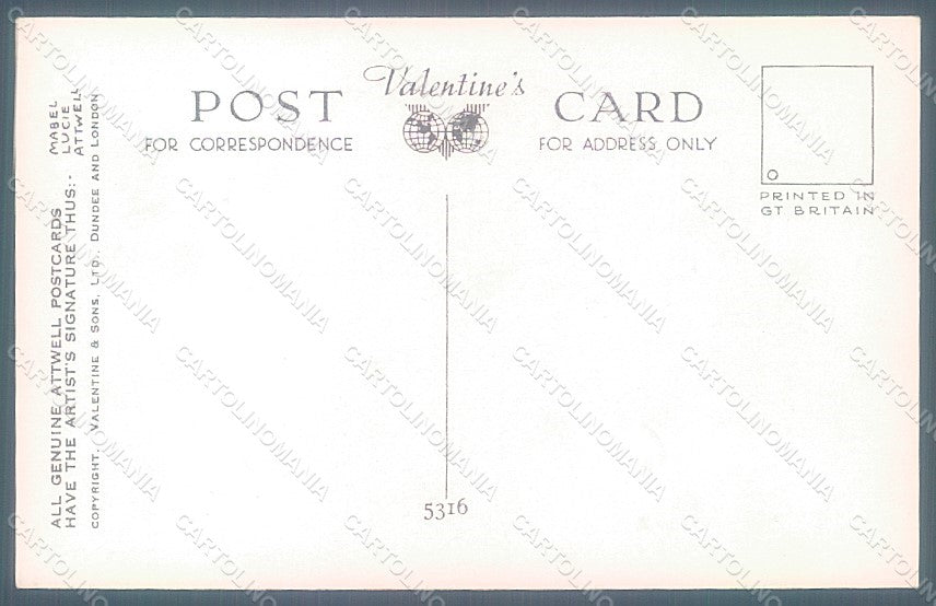 Artist Signed Attwell M. L. Child Bird Valentine serie 5316 postcard HR2522 – retro