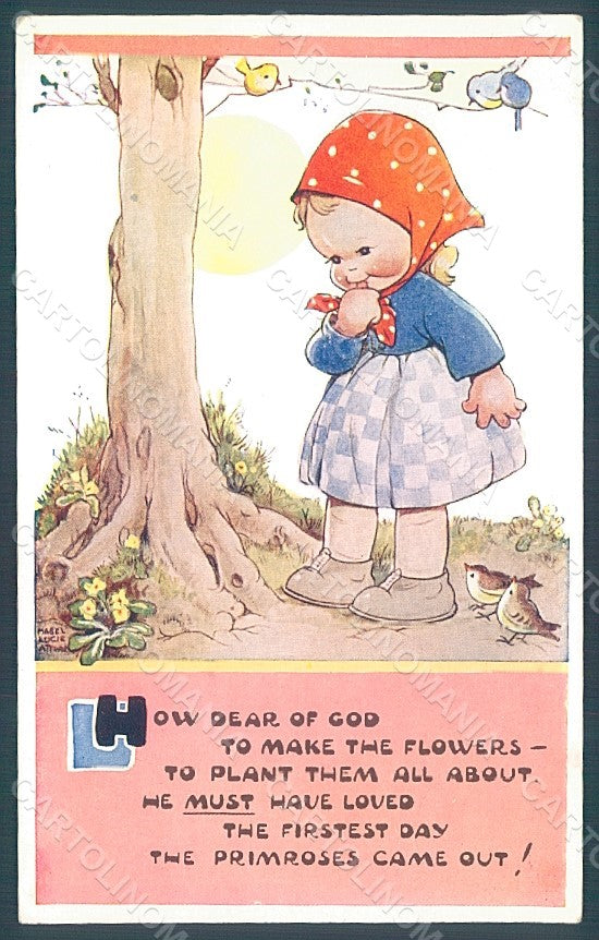 Artist Signed Attwell M. L. Child Girl Valentine serie 1412 postcard HR2524 – fronte