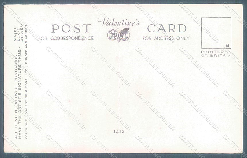 Artist Signed Attwell M. L. Child Girl Valentine serie 1412 postcard HR2524 – retro