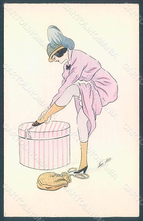 Artist Signed Sager X. Lady Fashion serie 558 postcard HR2526 – fronte