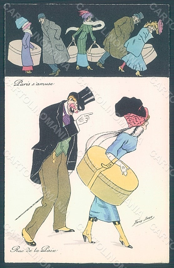 Artist Signed Sager X. Lady Fashion Rue de la Paix serie 506 postcard HR2527 – fronte