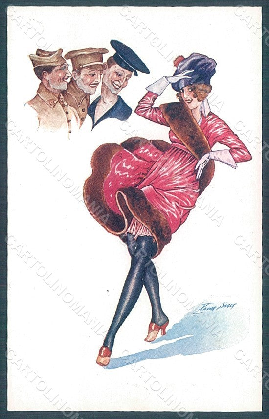 Artist Signed Sager X. Lady Fashion Uniform Propaganda WW1 serie 127 pc HR2533 – fronte