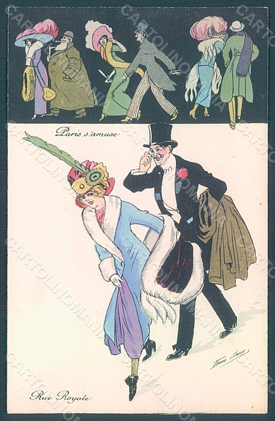 Artist Signed Sager X. Lady Fashion Rue Royale serie 506 postcard HR2552 – fronte