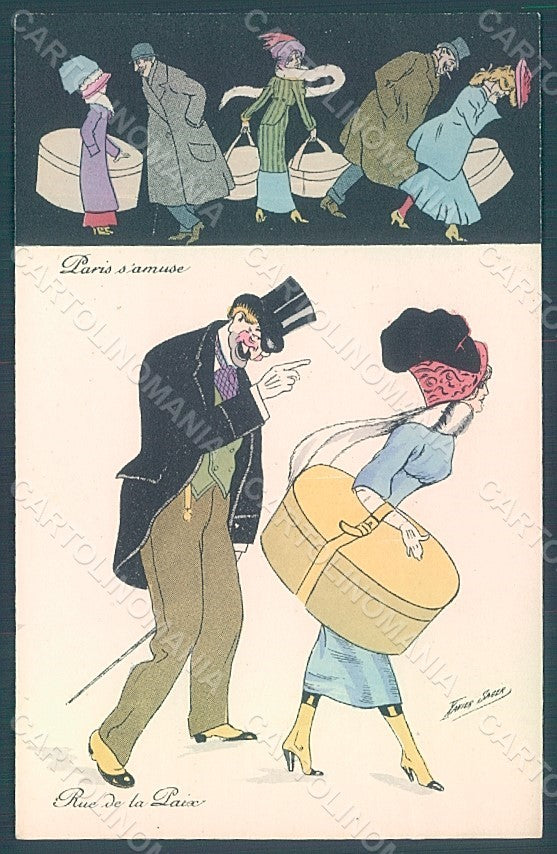 Artist Signed Sager X. Lady Fashion Rue de la Paix serie 506 postcard HR2553 – fronte