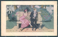 Artist Signed Sager X. Lady Romantic Couple serie 523 postcard HR2560 – fronte
