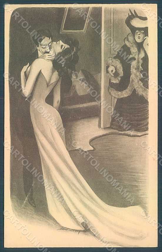Artist Signed Sager X. Lady Romantic Couple Kissing serie 1777 postcard HR2567 – fronte