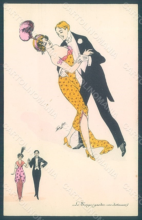 Artist Signed Sager X. Lady Couple Dance Tango serie 574 postcard HR2570 – fronte