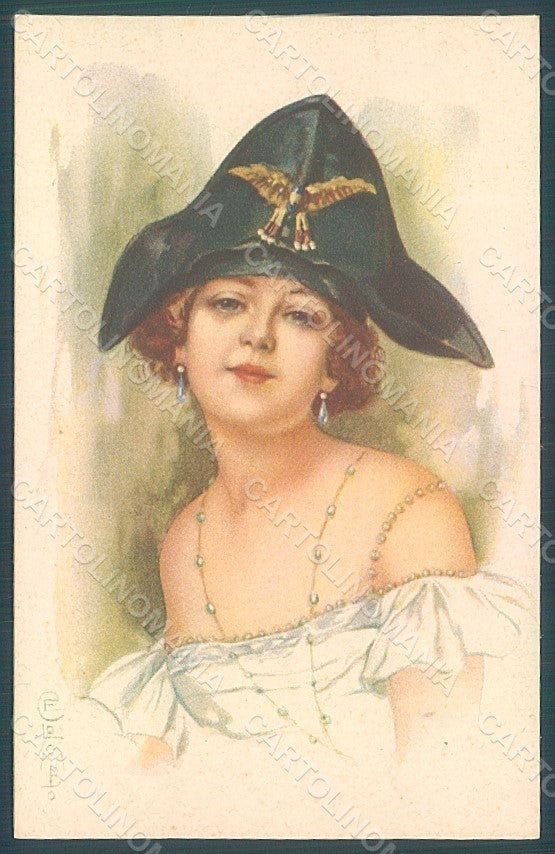 Artist Signed Colombo E. Lady Hat Fashion serie 911-4 postcard HR2600 – fronte