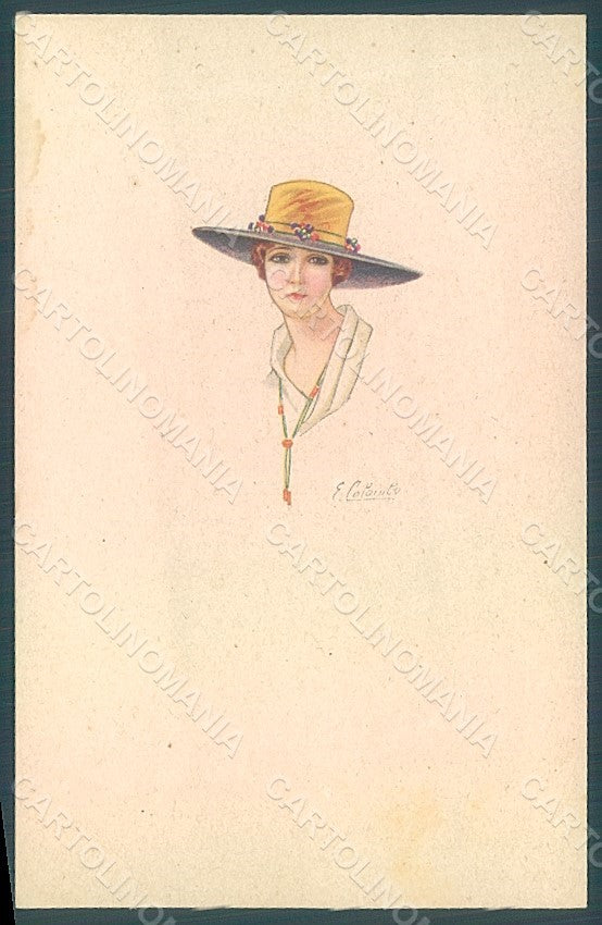 Artist Signed Colombo E. Lady Hat Fashion serie 546M-4 postcard HR2604 – fronte