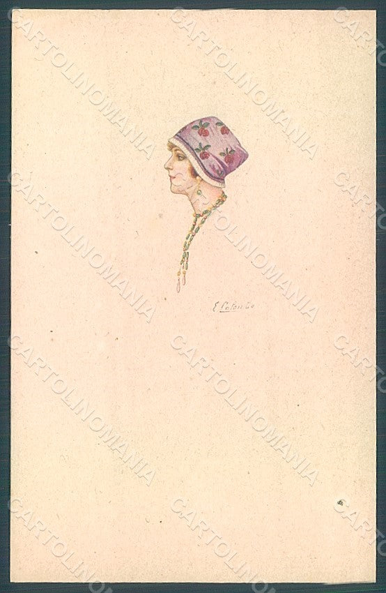 Artist Signed Colombo E. Lady Hat Fashion serie 546M-3 postcard HR2605 – fronte