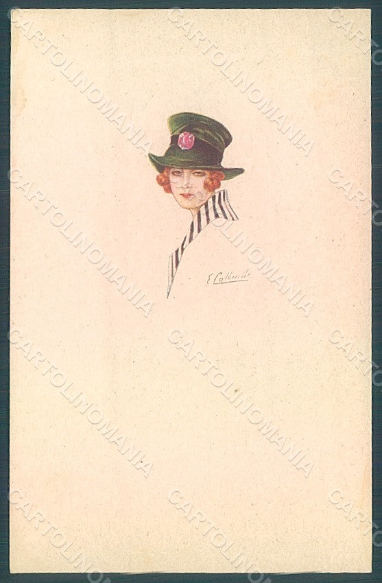 Artist Signed Colombo E. Lady Hat Fashion serie 546M-2 postcard HR2606 – fronte
