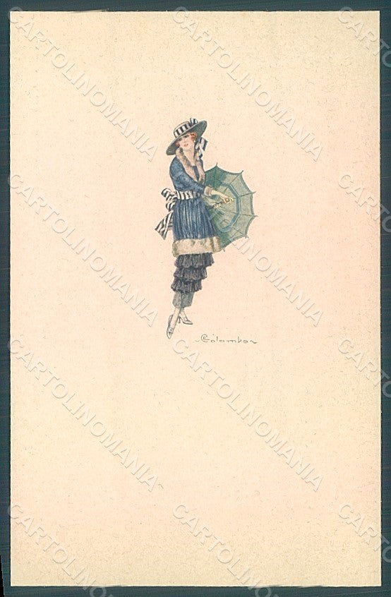 Artist Signed Colombo E. Lady Umbrella Fashion serie 514-1 postcard HR2615 – fronte