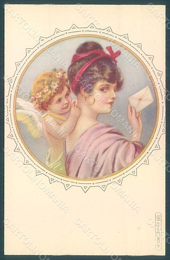 Artist Signed Colombo E. Lady Cupid Eros serie 970-5 postcard HR2617 – fronte