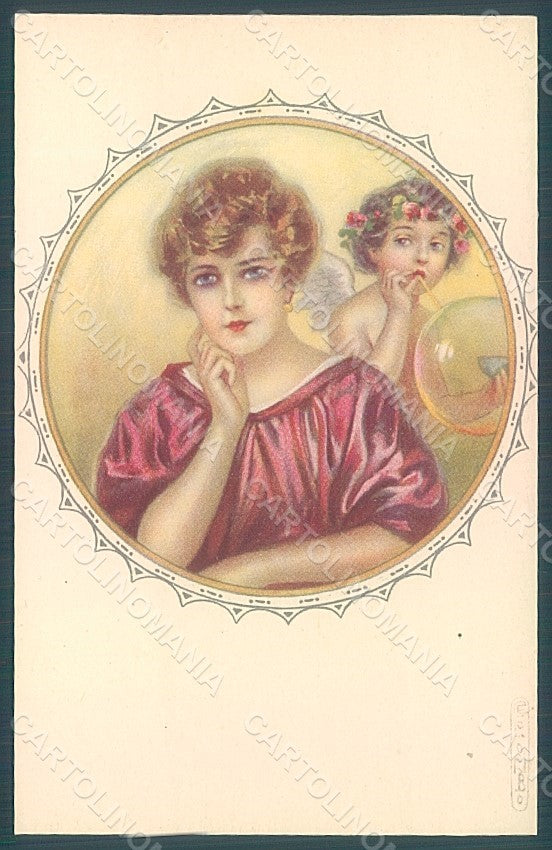 Artist Signed Colombo E. Lady Cupid Eros serie 970-2 postcard HR2620 – fronte