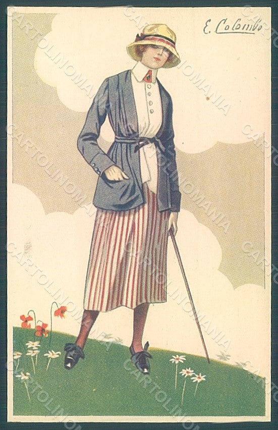 Artist Signed Colombo E. Lady Fashion serie 445-6 postcard HR2622 – fronte