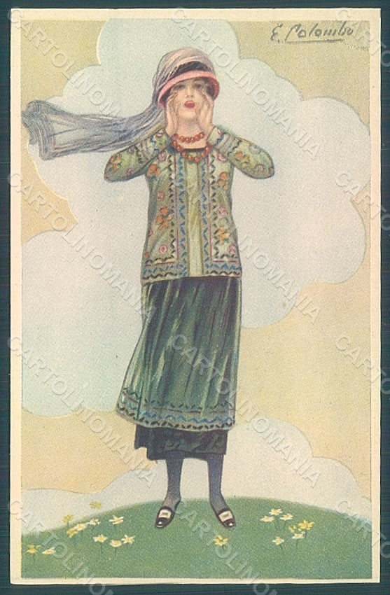 Artist Signed Colombo E. Lady Fashion serie 445-4 postcard HR2624 – fronte