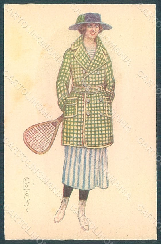 Artist Signed Colombo E. Lady Tennis Sport Fashion serie 974-1 SPOTS pc HR2632 – fronte