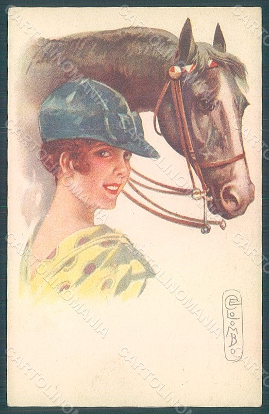 Artist Signed Colombo E. Lady Horse serie 488-1 postcard HR2640 – fronte