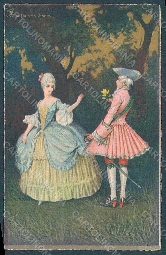 Artist Signed Colombo E. Lady Couple Venetian serie 2136 postcard HR2645 – fronte