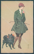 Artist Signed Colombo Lady Deutscher Spitz Dog Fashion serie 894-1 pc HR2656 – fronte