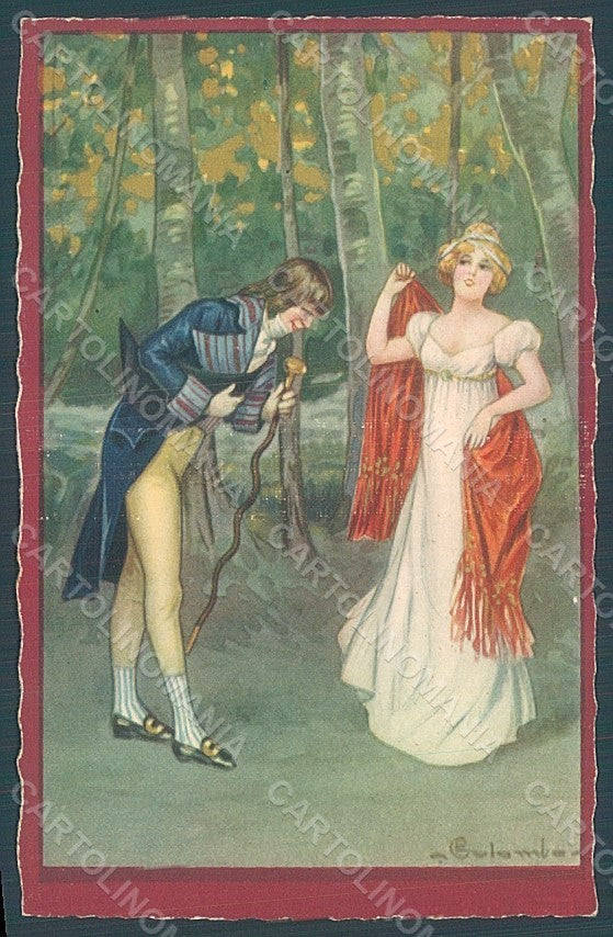 Artist Signed Colombo E. Lady Couple Fashion serie 2167 postcard HR2662 – fronte