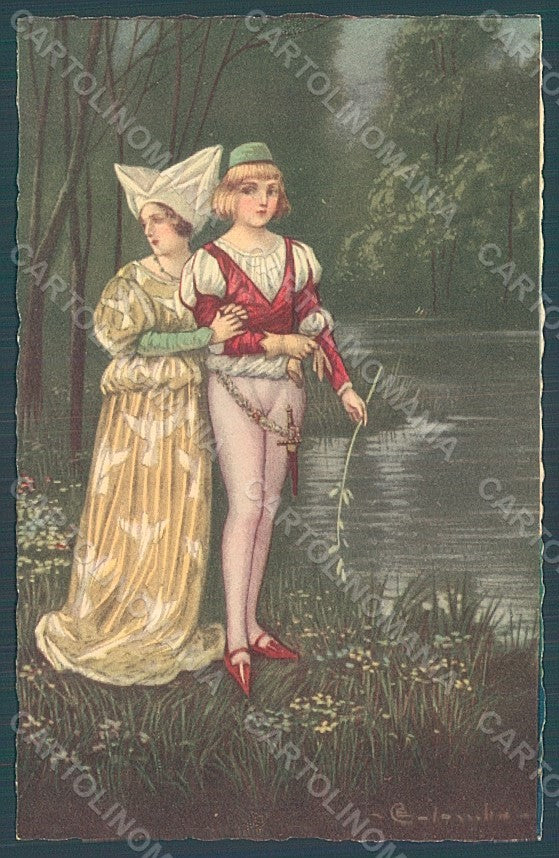 Artist Signed Colombo E. Lady Couple Fashion serie 2095 postcard HR2666 – fronte