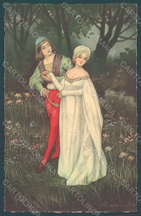 Artist Signed Colombo E. Lady Couple Fashion serie 2095 postcard HR2667 – fronte