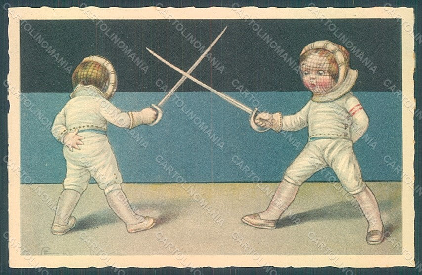 Artist Signed Colombo E. Children Fencing Sport serie 2325 postcard HR2676 – fronte