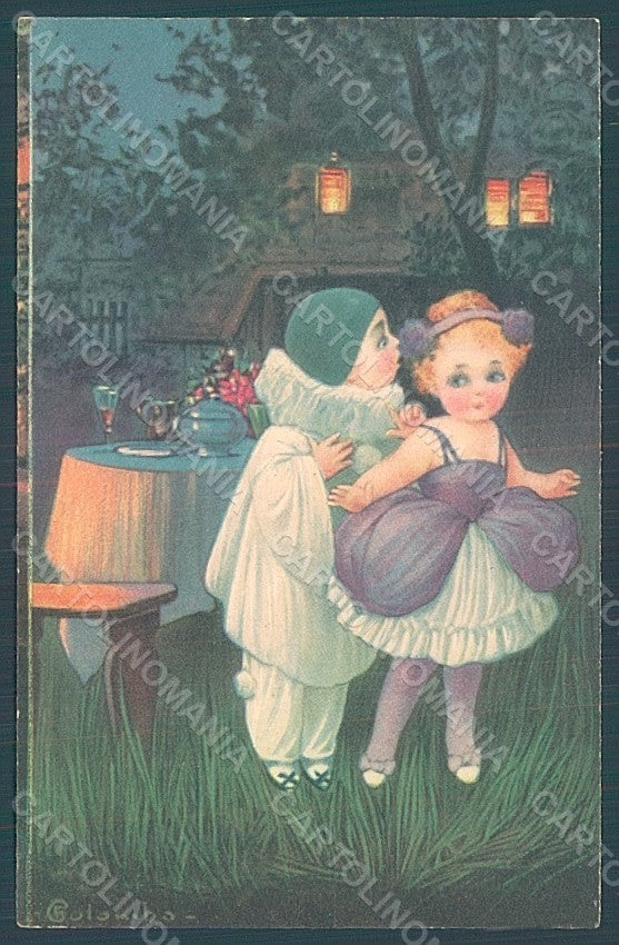 Artist Signed Colombo E. Children Pierrot Columbine serie 2058 postcard HR2682 – fronte
