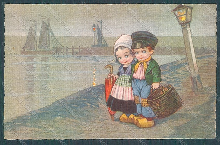 Artist Signed Colombo E. Children Dutch serie 2032-4 postcard HR2685 – fronte