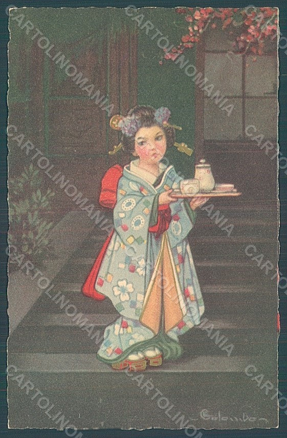 Artist Signed Colombo E. Girl Geisha serie 2113 postcard HR2689 – fronte