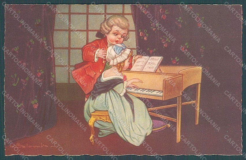 Artist Signed Colombo E. Children Venetian Piano serie 2036 postcard HR2704 – fronte