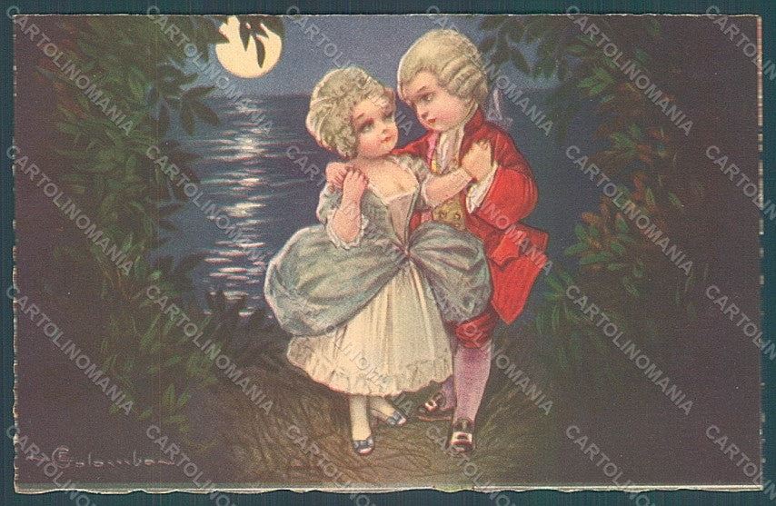 Artist Signed Colombo E. Children Venetian Paper Moon serie 2036 postcard HR2705 – fronte