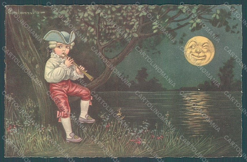 Artist Signed Colombo E. Boy Venetian Paper Moonserie 2092 postcard HR2707 – fronte