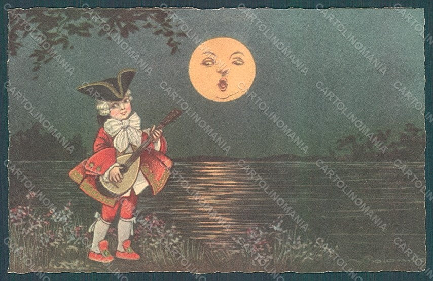 Artist Signed Colombo E. Boy Venetian Paper Moonserie 2092 postcard HR2708 – fronte