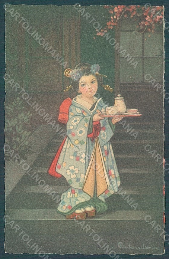 Artist Signed Colombo E. Girl Geisha serie 2113 postcard HR2725 – fronte