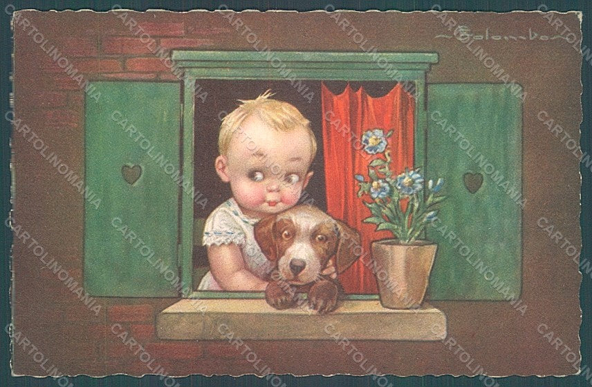 Artist Signed Colombo E. Boy Dog serie 2007 postcard HR2735 – fronte
