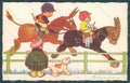 Artist Signed Colombo E. Children Horse Racing Dog serie 1847-3 postcard HR2741 – fronte