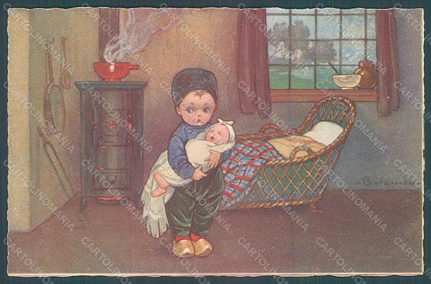 Artist Signed Colombo E. Boy Baby Dutch serie 2032 postcard HR2742 – fronte