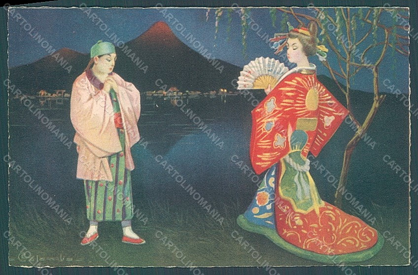 Artist Signed Colombo E. Geisha Couple serie 2123 postcard HR2744 – fronte