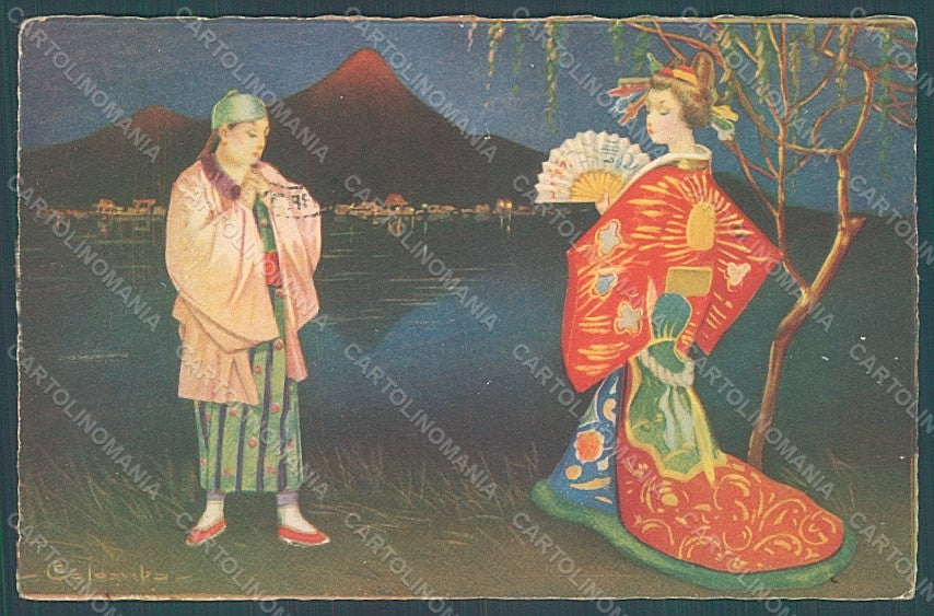 Artist Signed Colombo E. Geisha Couple serie 2123 postcard HR2746 – fronte