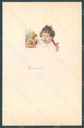 Artist Signed Colombo E. Child Girl Teddy Bear serie 572M-4 postcard HR2748 – fronte