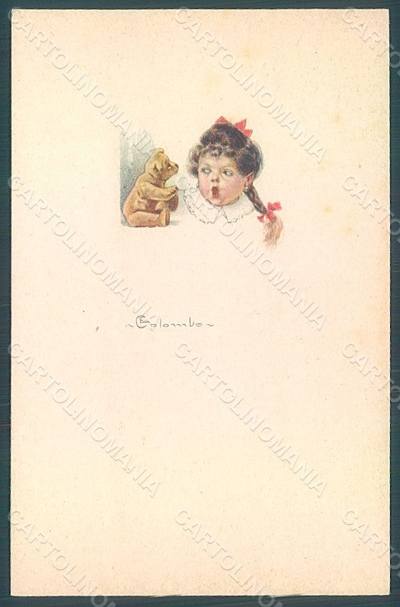 Artist Signed Colombo E. Child Girl Teddy Bear serie 572M-4 postcard HR2748 – fronte