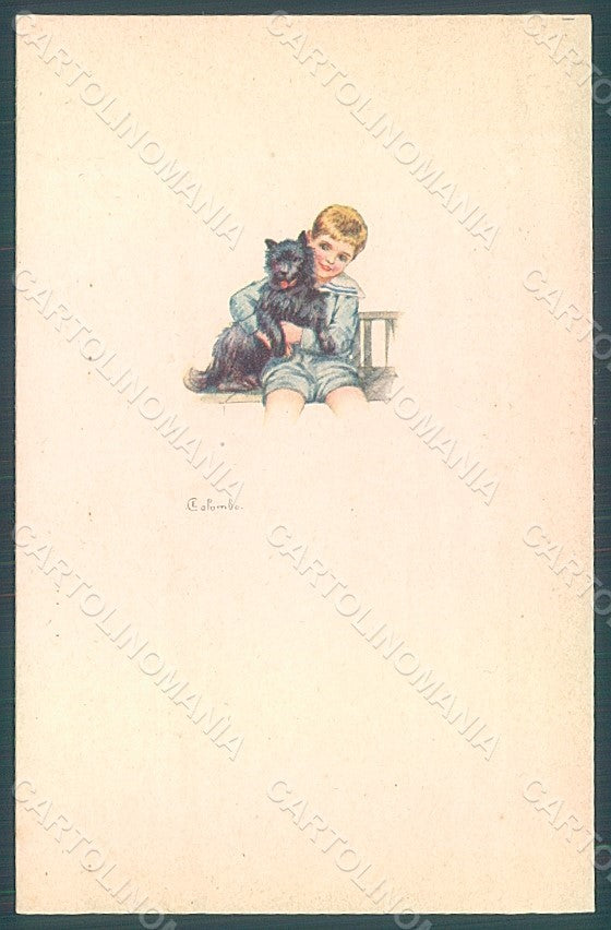 Artist Signed Colombo E. Child Boy Dog serie 587M-1 postcard HR2753 – fronte