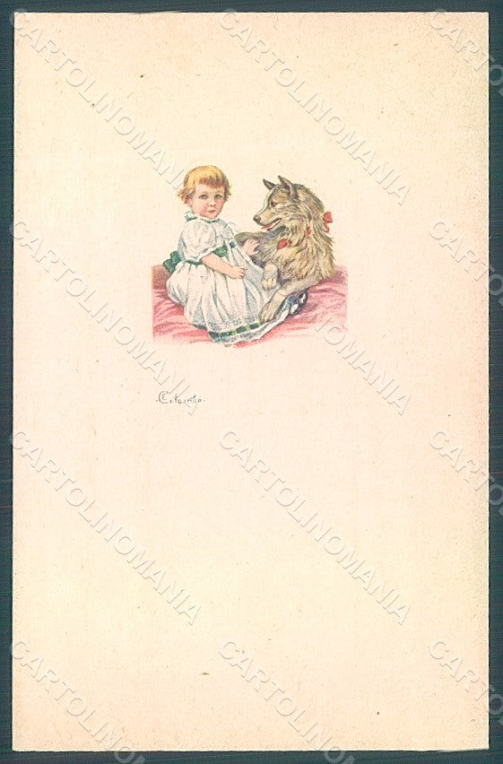 Artist Signed Colombo E. Child Girl Spitz Dog serie 587M-2 postcard HR2754 – fronte
