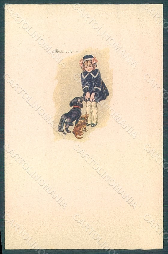 Artist Signed Colombo E. Child Girl Dachshund Dog serie 518-2 postcard HR2756 – fronte