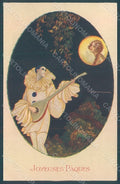 Artist Signed Corbella Pierrot Easter Lady Degami serie 668 postcard HR2761 – fronte