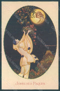 Artist Signed Corbella Pierrot Easter Lady Degami serie 668 postcard HR2762 – fronte