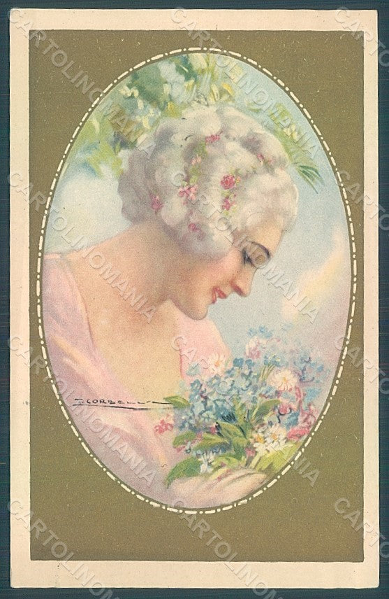 Artist Signed Corbella Glamour Flowers Lady Degami serie 2287 postcard HR2763 – fronte